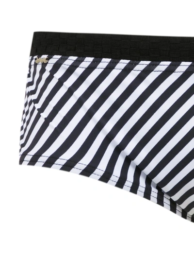 Shop Amir Slama Striped Swim Briefs In Black