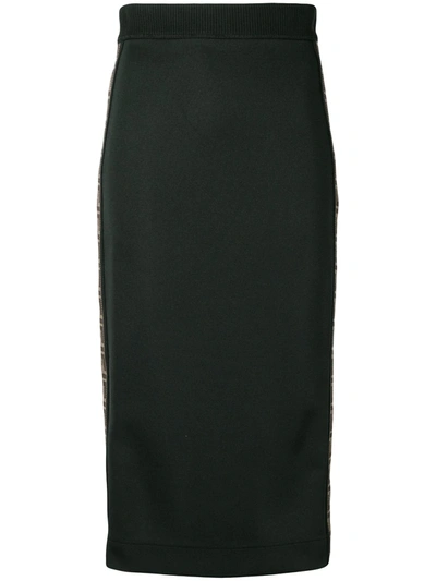 Shop Fendi Double F-stripe Fitted Skirt In Black