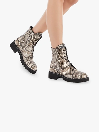 Giuseppe Zanotti Python-embossed Leather Combat Boots In Brown