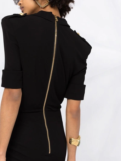 Shop Balmain Decorative Button-detail V-neck Dress In Black
