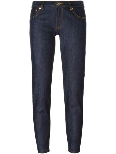 Shop Apc Tapered Jeans In Blue