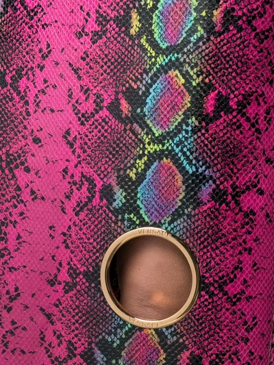 Versace Python-print Leather Skirt In Pink