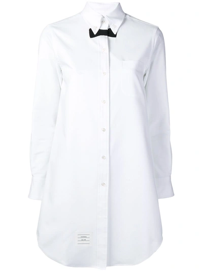 THOM BROWNE TROMPE L'OEIL 领带珠地衬衫裙 - 白色