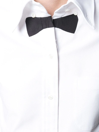 Shop Thom Browne Trompe L'oeil Tie Piqué Shirtdress In White