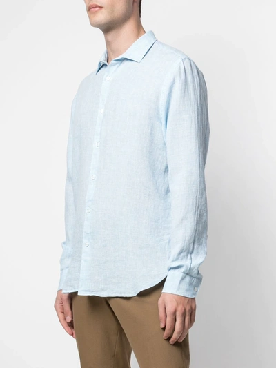 Shop Orlebar Brown Giles Long-sleeved Shirt In Blue