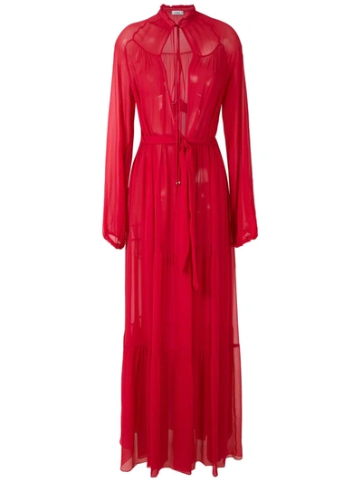 Shop Amir Slama Silk Maxi Dress In Red