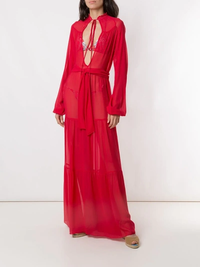 Shop Amir Slama Silk Maxi Dress In Red