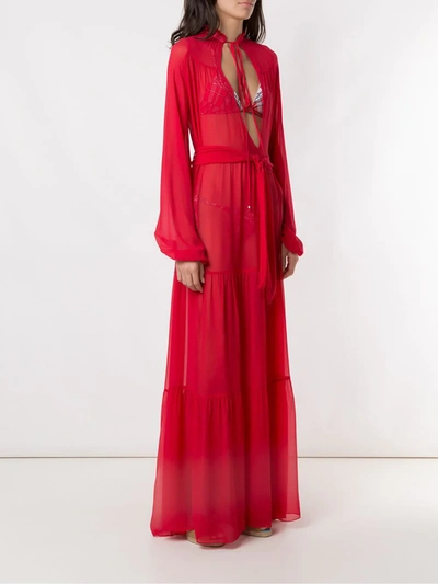 Shop Amir Slama Silk Maxi Dress In Red