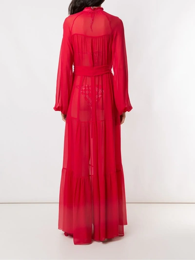 Shop Amir Slama Silk Maxi Dress In Red