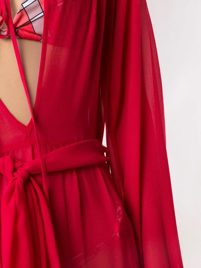 Shop Amir Slama Silk Maxi Dress In Red