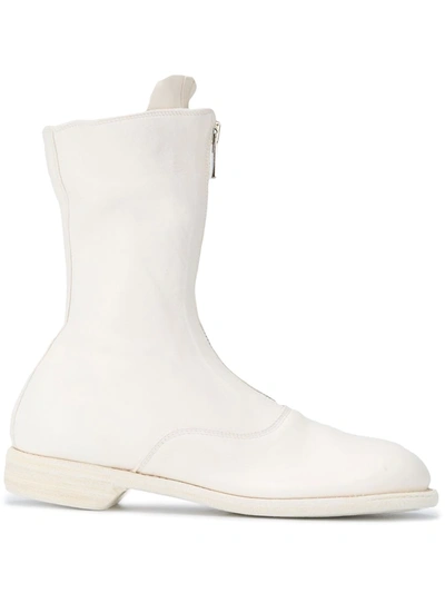 Shop Guidi Front-zip Leather Boots In White