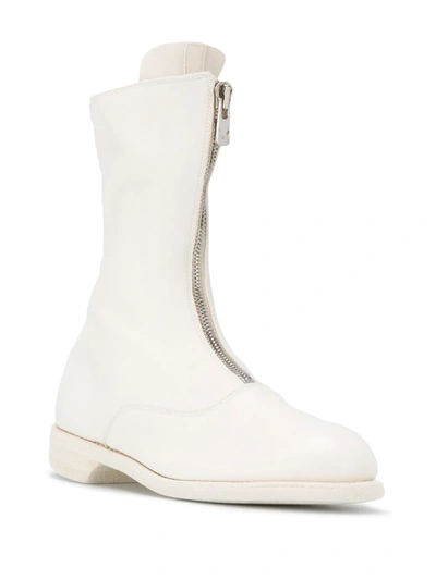 正面拉链皮质短靴