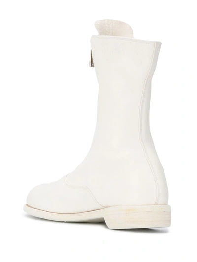 正面拉链皮质短靴