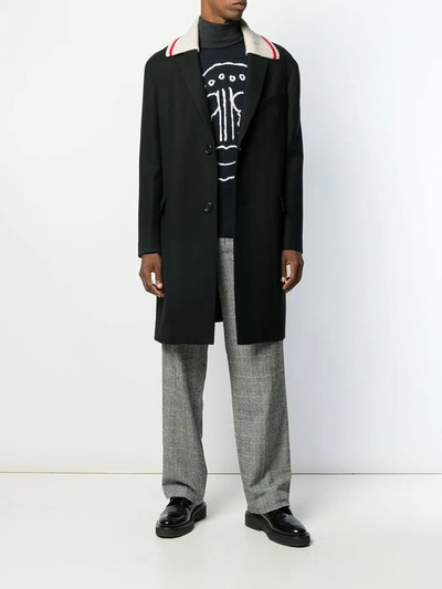 Shop Lanvin Contrast-collar Coat In Black