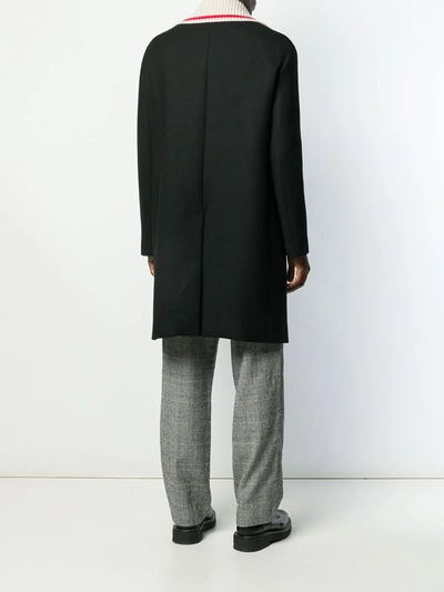 Shop Lanvin Contrast-collar Coat In Black