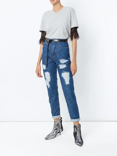 Amapô High Waist Flared Trousers In Blue