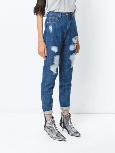 Amapô High Waist Flared Trousers In Blue