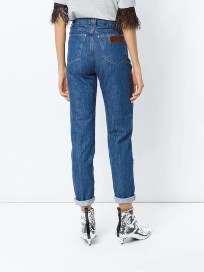 Shop Amapô High Waist Flared Trousers In Blue