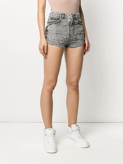 Philipp Plein Studded Denim Shorts In Black