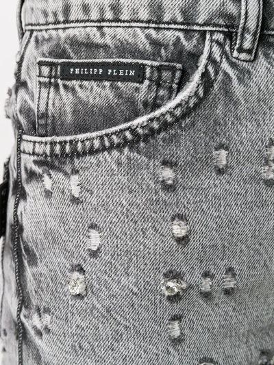 Philipp Plein Studded Denim Shorts In Black