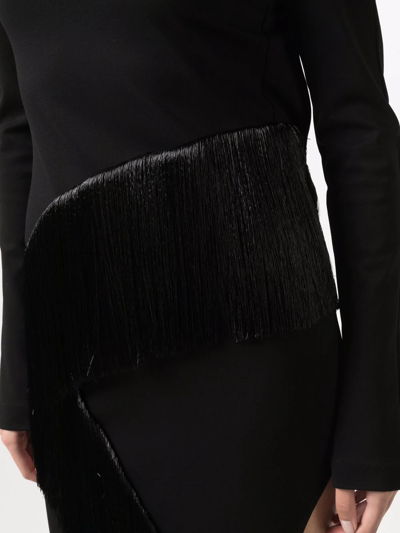 Attico Panelled Long-sleeved Midi Dress In Black