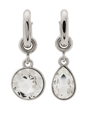 Shop Paco Rabanne Creole Crystal-embellished Drop Earrings In Silber