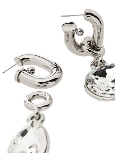 Shop Paco Rabanne Creole Crystal-embellished Drop Earrings In Silber
