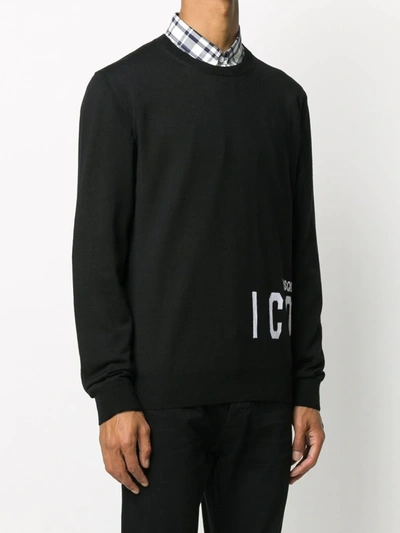 Shop Dsquared2 Icon Intarsia-knit Jumper In Black