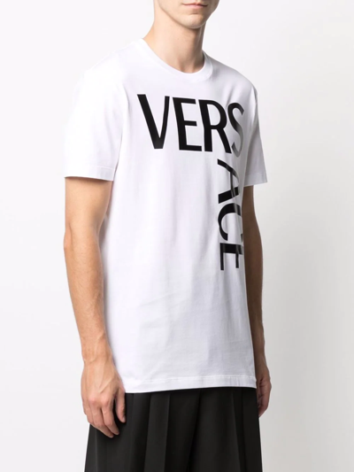 Shop Versace Logo-print Slim-fit T-shirt In Weiss
