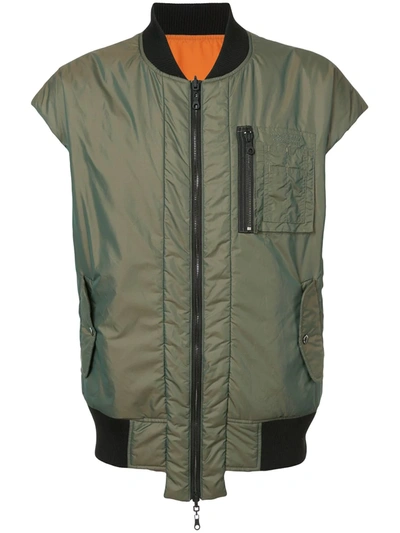 Shop Mostly Heard Rarely Seen Reversible Padded Gilet In Green