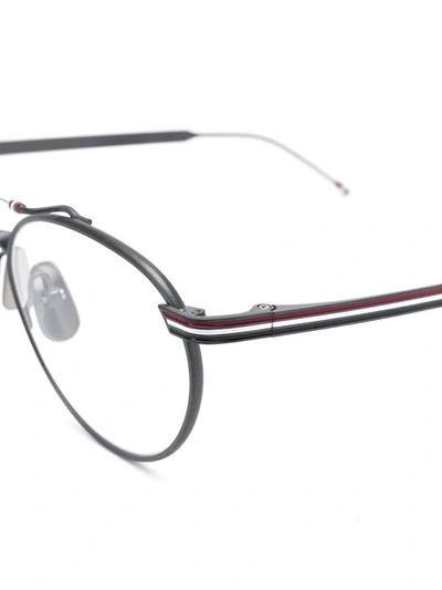 Shop Thom Browne Oval Frame Glasses In Grey