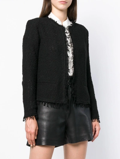 Shop Iro Frayed Tweed Jacket In Black