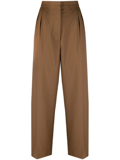 Shop Marni Tailored Wide-leg Trousers In Brown