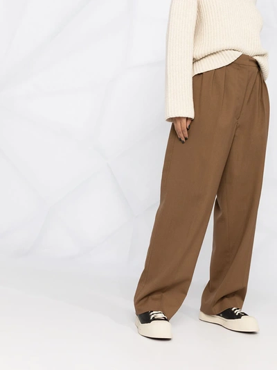 Shop Marni Tailored Wide-leg Trousers In Brown