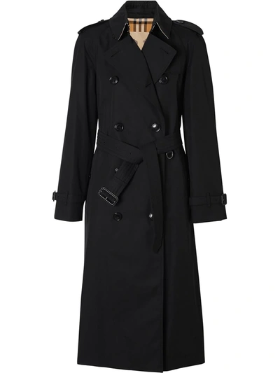 Shop Burberry Waterloo Heritage Double-breasted Trench Coat In Black