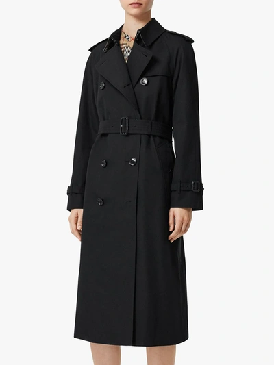 Shop Burberry Waterloo Heritage Double-breasted Trench Coat In Black