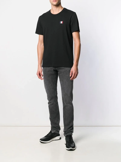 Shop Ami Alexandre Mattiussi Embroidered Logo Crew Neck T-shirt In Black