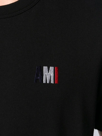 Shop Ami Alexandre Mattiussi Embroidered Logo Crew Neck T-shirt In Black