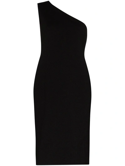 Shop Bottega Veneta One-shoulder Midi Dress In Black