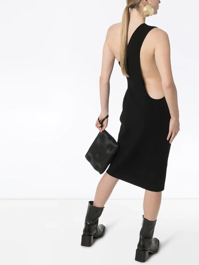 Shop Bottega Veneta One-shoulder Midi Dress In Black