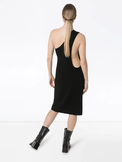 Shop Bottega Veneta One-shoulder Midi Dress In Black