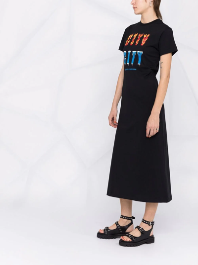 Shop Rabanne Logo Organic Cotton T-shirt Dress In 黑色