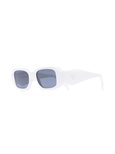 Shop Prada Symbole Geometric-frame Sunglasses In White