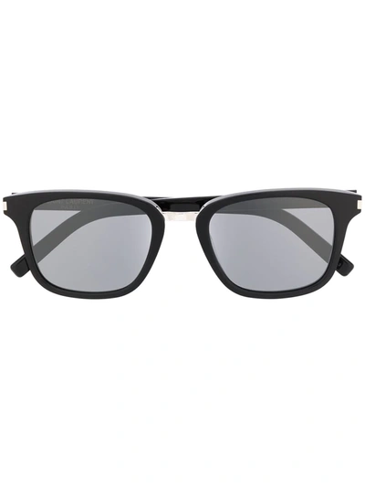 Shop Saint Laurent Classic Round Frame Sunglasses In Black