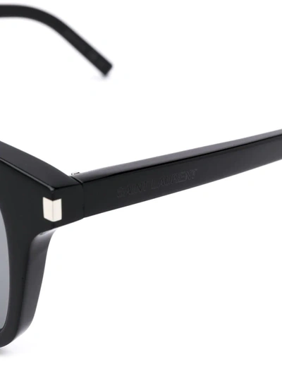 Shop Saint Laurent Classic Round Frame Sunglasses In Black