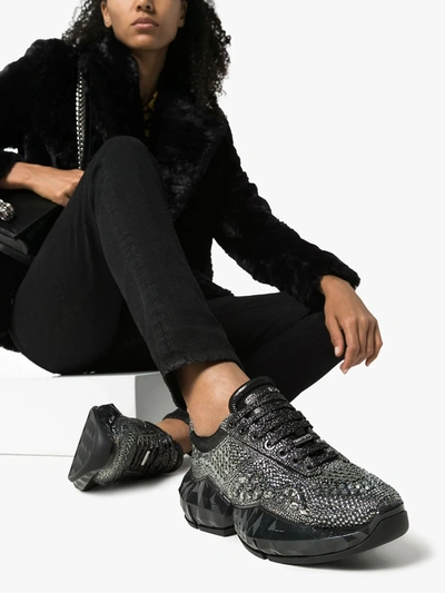 Jimmy Choo Diamond Crystal Embellished Sneakers In Black | ModeSens