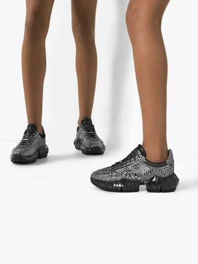 Shop Jimmy Choo Diamond Crystal Embellished Sneakers In Black