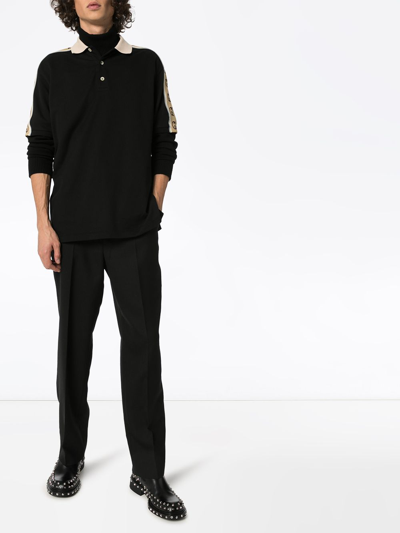 Shop Gucci Gg Stripe Polo Shirt In Black
