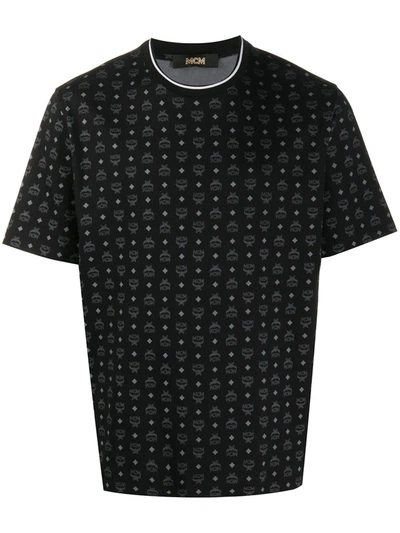 Shop Mcm Monogram Logo-print T-shirt In Black