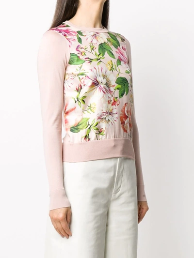 Shop Dolce & Gabbana Floral Print Panel Jumper In Pink